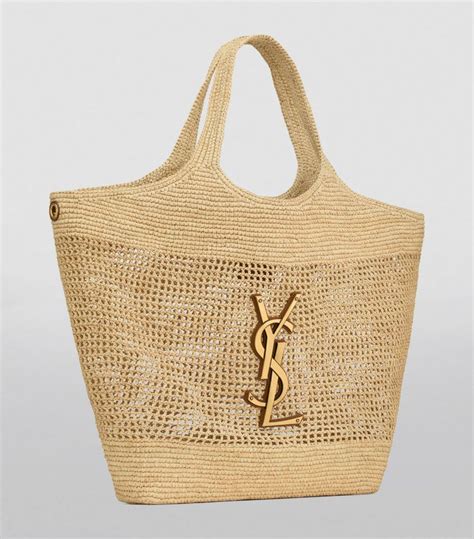 ysl rafia tote|YSL raffia icare tote.